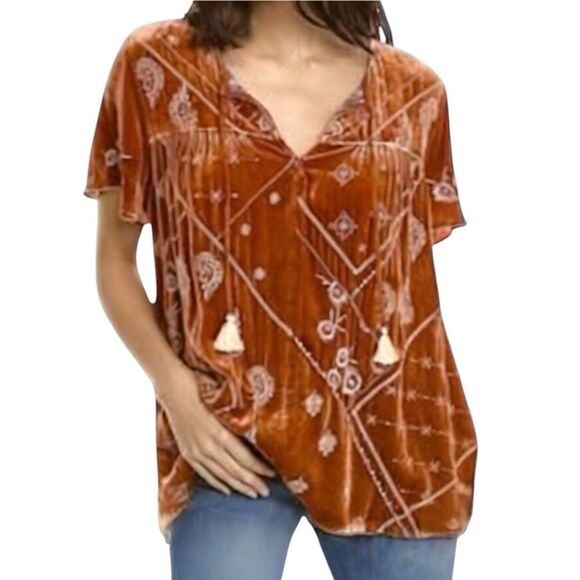 NWT Johnny Was Devi Velvet Flutter Weekend Blouse